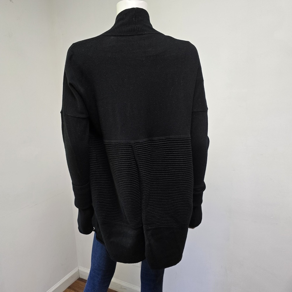 Lululemon Sit In Lotus Cardigan Sweater Merino Wool Blend Size L Black 46" Chest - Picture 3 of 9